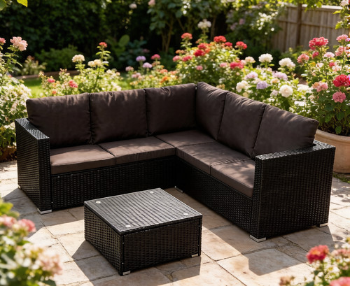 Rattan garden furniture corner - rattan,