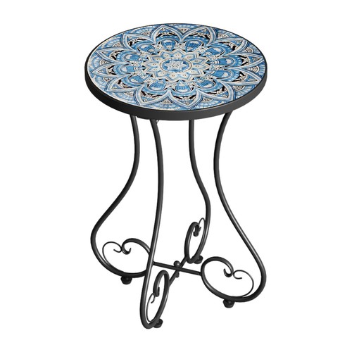 Outdoor mosaic side table - side,